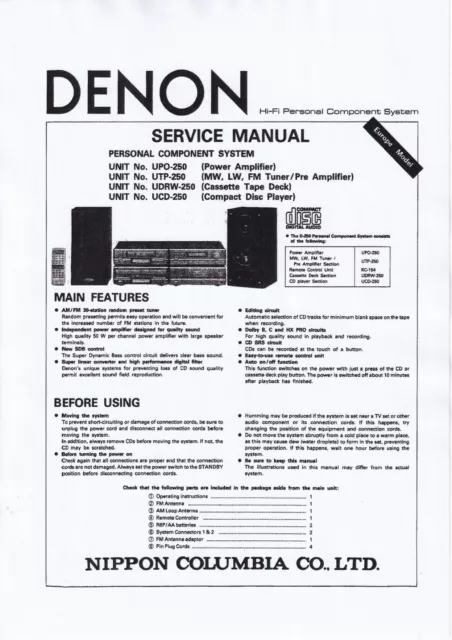 Service Manual-Anleitung für Denon D-250