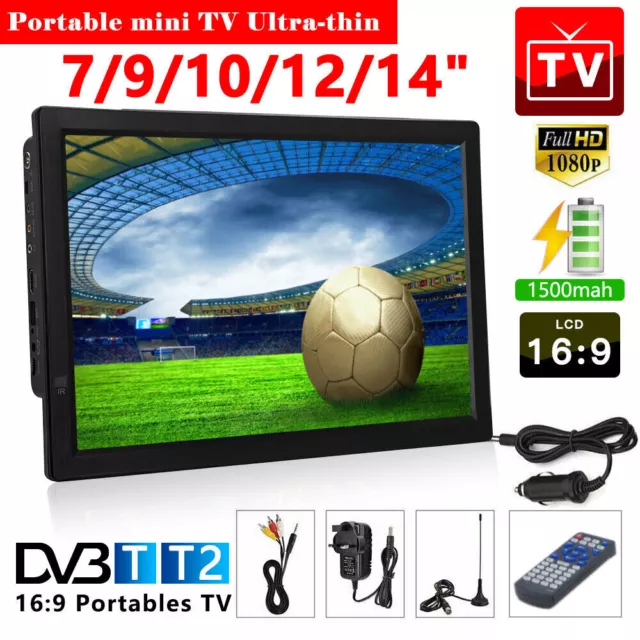 10/12/14inch Portable 1080P HD TV Freeview HDMI Digital Television Player UK