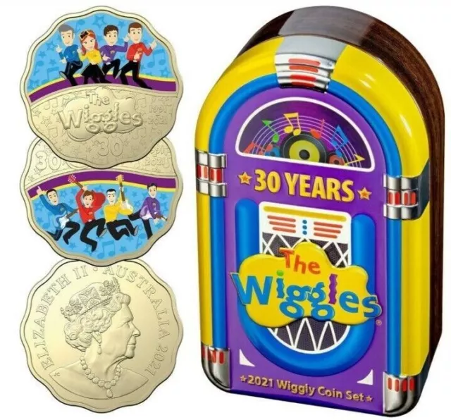 2021 WIGGLES 30 Cent Coin Set Jukebox in Tin 30 Year Anniversary Wiggly ...