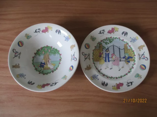 Vintage Laura Ashley Playtime  cereal bowl & plate, becoming rare. Excellent