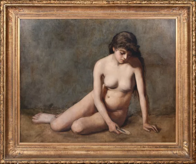 Large 19th Century French Nude Female Portrait Naked Jean-Baptiste-Camille Corot