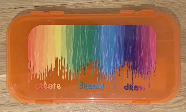 Crayola Iris School Supply Case Pencil Box Create Dream Draw Plastic Crayons