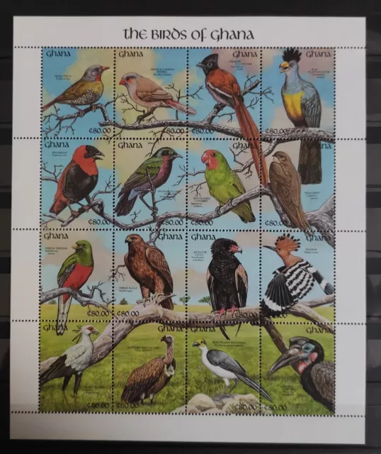 Timbre Stamp Big Bloc .. Ghana Y&T#1350-65 Oiseau Bird Neuf**/Mnh-Mint 1992 ~E84