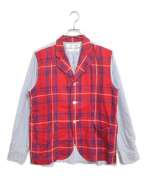 COMME DES GARCONS 00'S Front Check Switching Striped Shirt Jacket $297. ...
