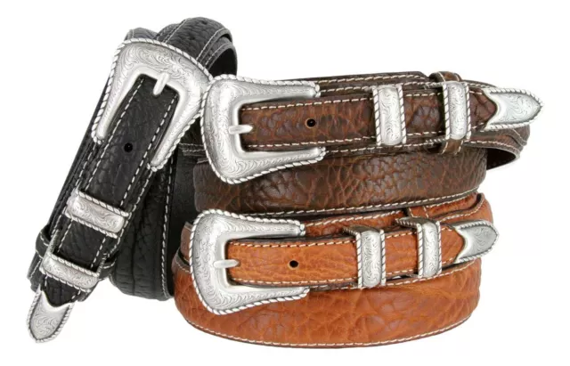 WESTERN SILVER ENGRAVED Rope Edge Ranger Genuine Leather Belt $39.95 ...