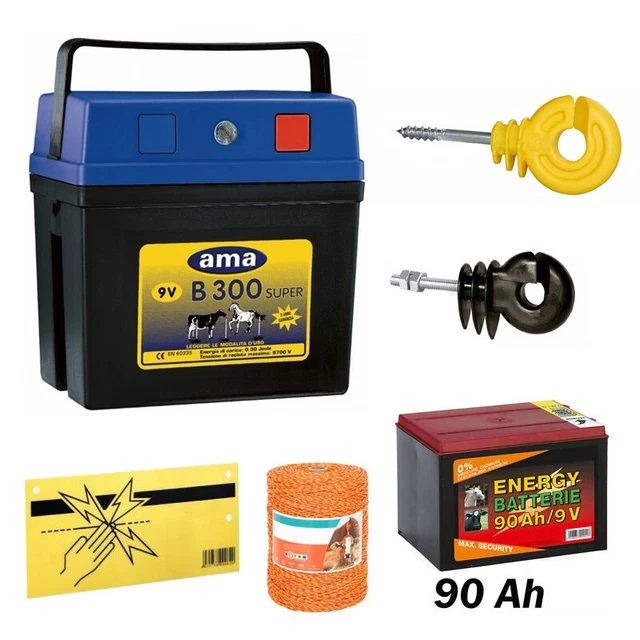 Set Kit Recinto Elettrico Per Animali Domestici E Selvatici Elettrificatore Ama