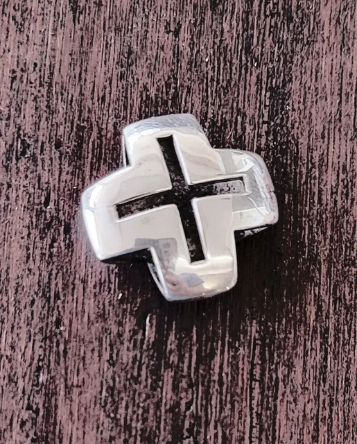 Retired James Avery Puffed Cross Pendant with Opening on Sides for Chain UNISEX