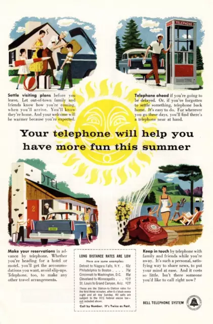 BELL TELEPHONE SYSTEM Summer Vacation 1956 Magazine Print Advertising