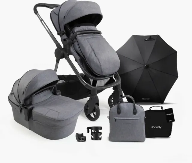 Brand New iCandy Lime Lifestyle Pushchair and Carrycot Bundle - Phantom Charcoal