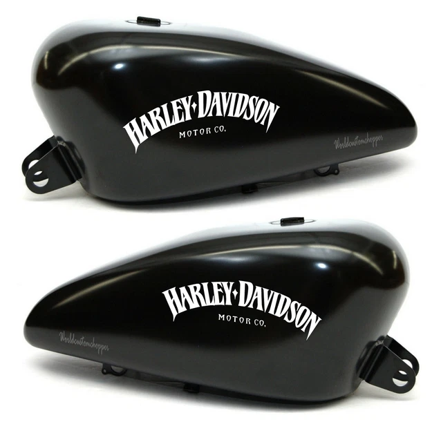 Adesivo Harley Davidson 2 Adesivi Stickers Worldcustom Compatibili Con Harley Davidson Da Serbatoio Moto Custom (ARANCIO 8 LITRI Adesivi Harley Davidson