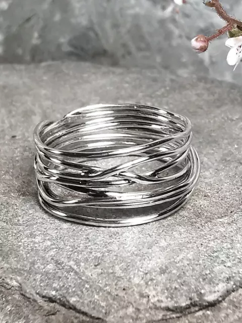 Sterling Silver Coiled Deep Band Chunky Ring Handmade ALL SIZES