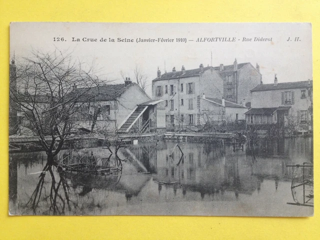 cpa RARE ALFORTVILLE (Val de Marne) La Crue de la Seine 1910 Rue DIDEROT