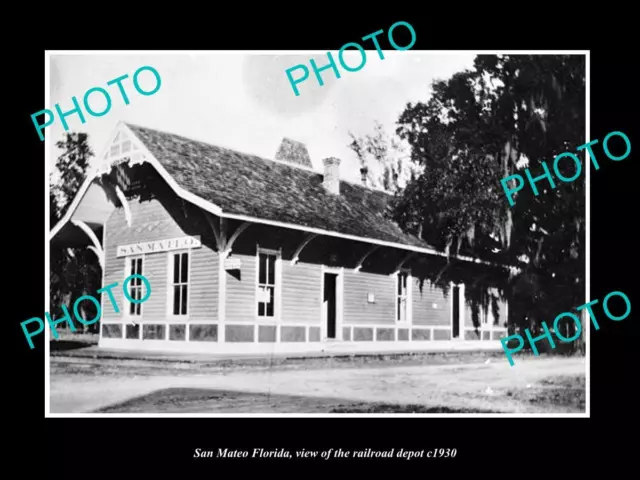 OLD LARGE HISTORIC PHOTO SAN MATEO FLORIDA THE RAILROAD DEPOT STATION c1930