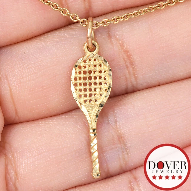 Estate 14K Gold Tennis Racket Charm Pendant NR