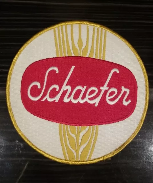 Rare Vintage Schaefer Beer Patch Sew On 7 Inch Round Red Gold 1960's 1970's NOS