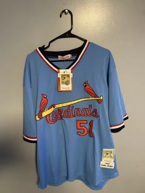 Men's St. Louis Cardinals #51 Willie McGee Authentic Light Blue Cooperstown  Baseball Jersey