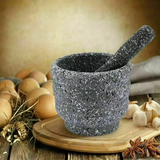 Black Resin Mortar & Pestle Set Garlic Herb Spice Mixing Grinding