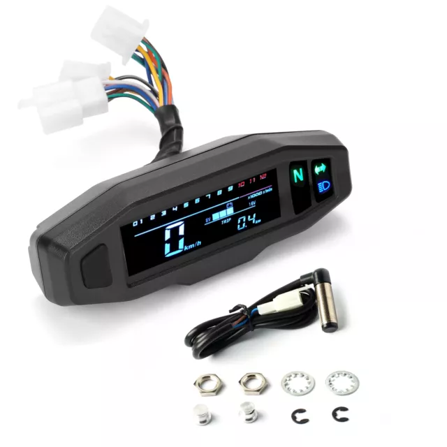 LCD Digital Odometer Speedometer Tachometer Gauge Meter W/Bracket For Motorcycle