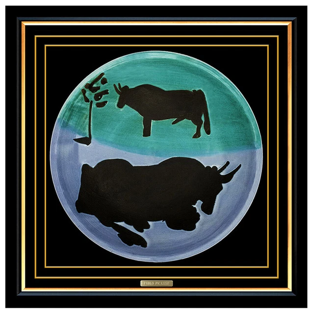 PABLO PICASSO Original MADOURA CERAMIC Plate Authentic Artwork Plein Feu Toros
