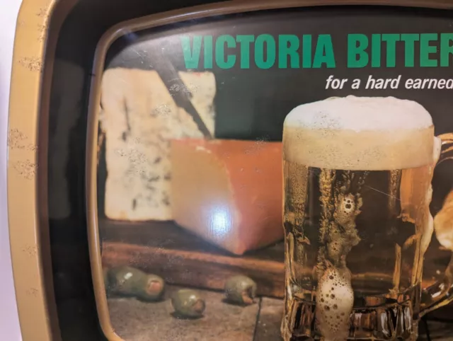 Vintage Victoria Bitter Beer Tray Metal Tin Man Cave Bar Alcohol Advertising 2