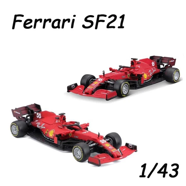 BBurago Race 18-36829#55 Compatible con Ferrari SF21, No.55, Scuderia Ferrari, Formula 1, C.Sainz, 2021, 1:43, Modelo terminado