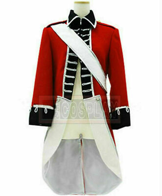 AFIA/Asse Power Hetalia BRITISH GUERRA RIVOLUZIONARIA Cappotto rosso uniforme 