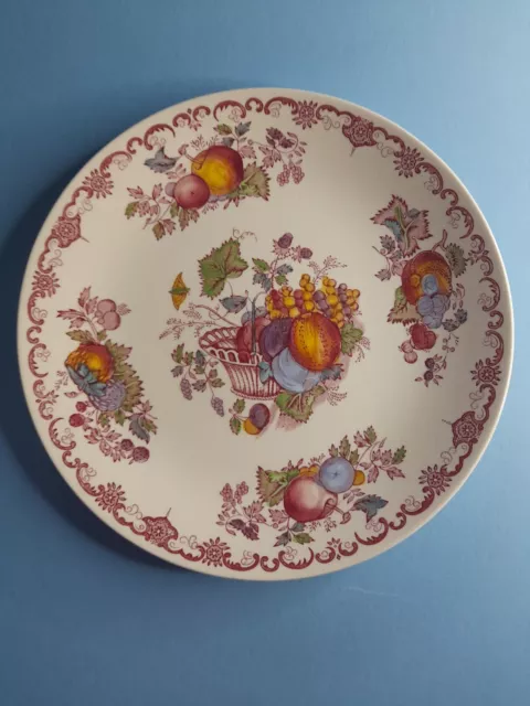 Masons Patent Ironstone Plate Pink Fruit Basket 8" / 20cm. Very Good Condition.