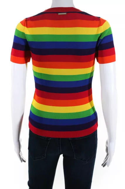 Michael Michael Kors Womens Rainbow Striped Tee Shirt Multicolored Size Small 3