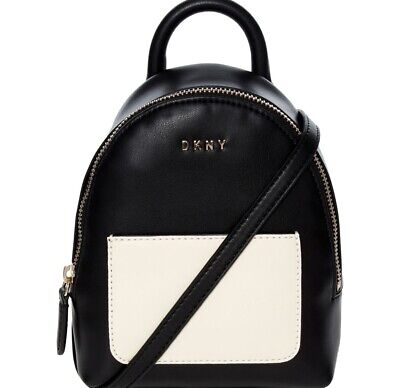 NUOVO prezzo consigliato £ 140. piccolo Black & White Pelle E Tela DKNY Zaino Borsa 