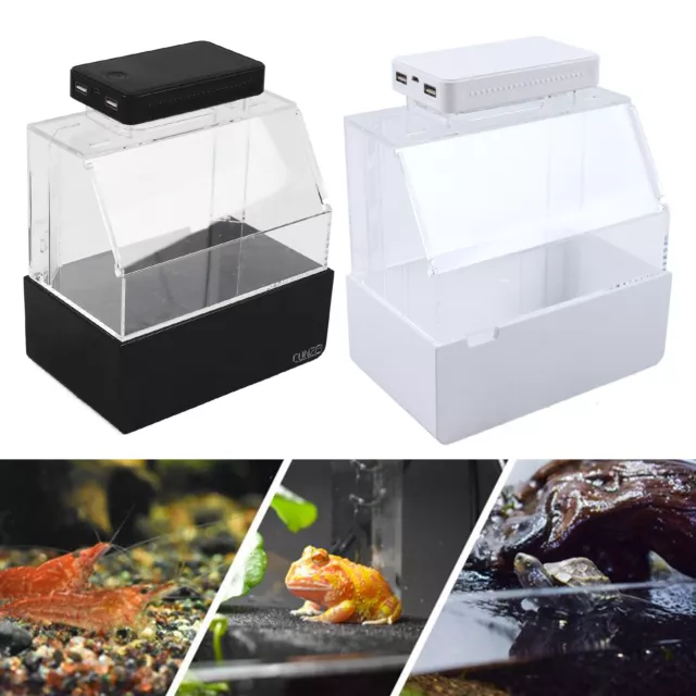 Fish Tank Decorate Mini Fish Tank Desktop Aquarium LED Lighting Black / White