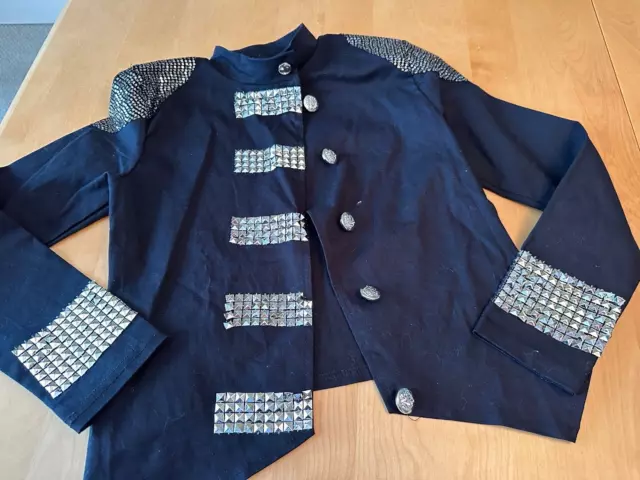 Weissman Military Jacket Silver Studded Embellished Dance Costume Large Child