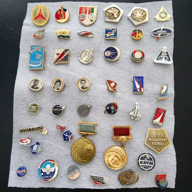 Set of 43 pcs Rare Soviet USSR Russian Pin Badge Space GAGARIN First Cosmonaut