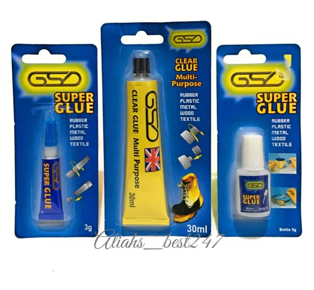 Multi Purpose Clear Glue Adhesive Super Glue Bond Rubber Metal Textile & More.