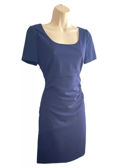 Diane von Furstenberg Bevina Dress Size 6 Ruched Side Navy Blue