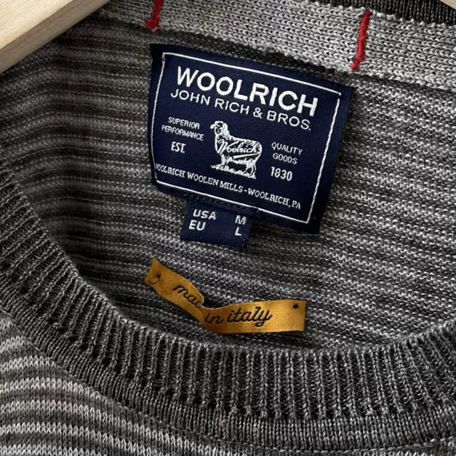 Woolrich made in italy linen knit stripe pullover grey size L