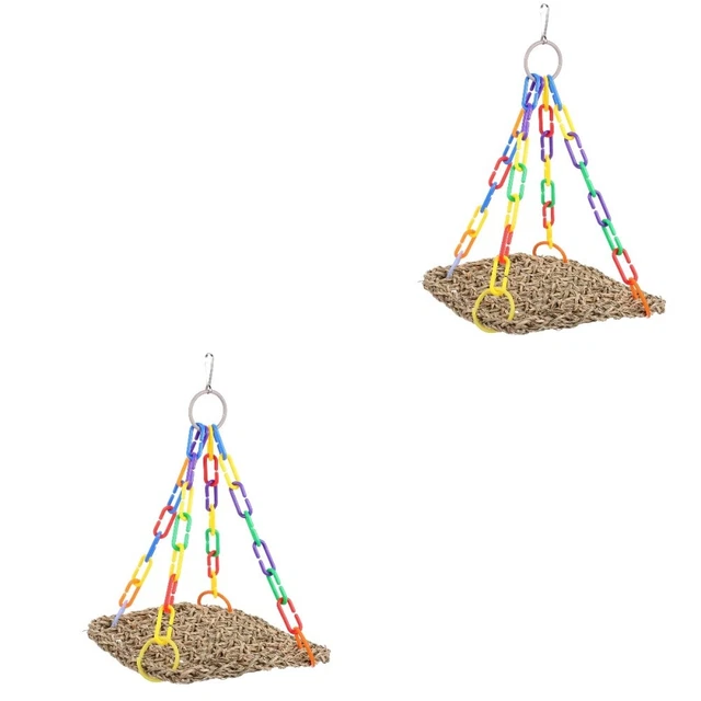 2pcs Papagei Schwung Spielzeughängepapagei Kaut Kauen Net Toy Bird Cage