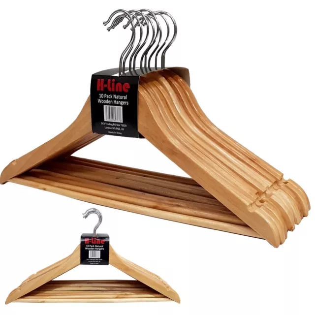 Wooden Coat Hangers Suit Garment Clothes Wardrobe Wood Hanger Trouser Bar