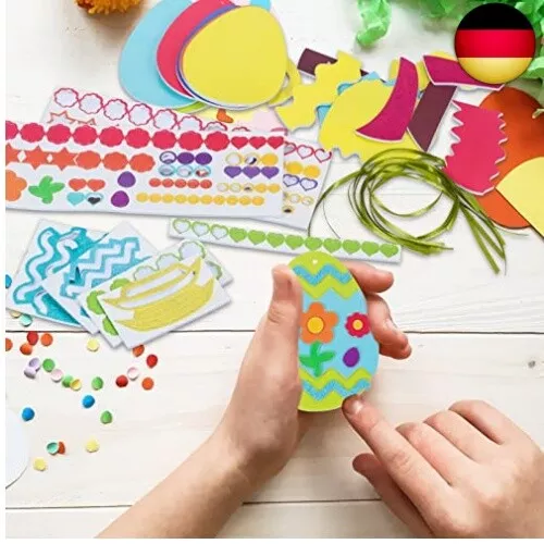 12 Stück Ostern Eier Bastelset für Kinder Ostereier Mix & Match Deko Anhänger Kr 2