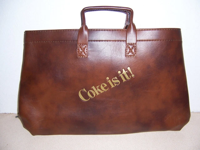70s VTG Coca Cola "Coke is It" Faux Leather Briefcase Tote Bag by Mascot USA
