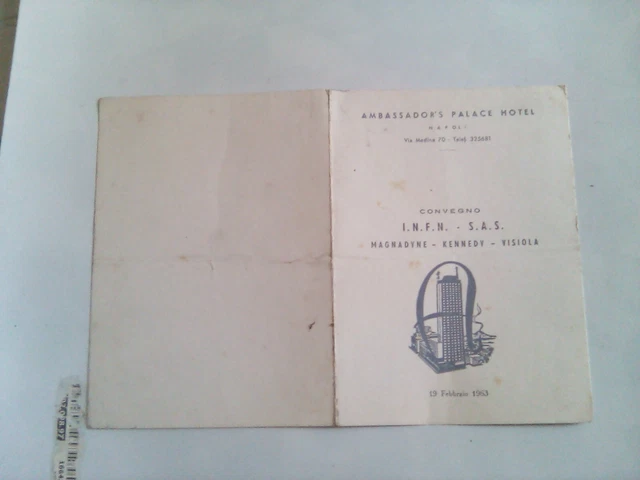 Menu Convegno Infn Hotel Ambassadors  Napoli Anni 60