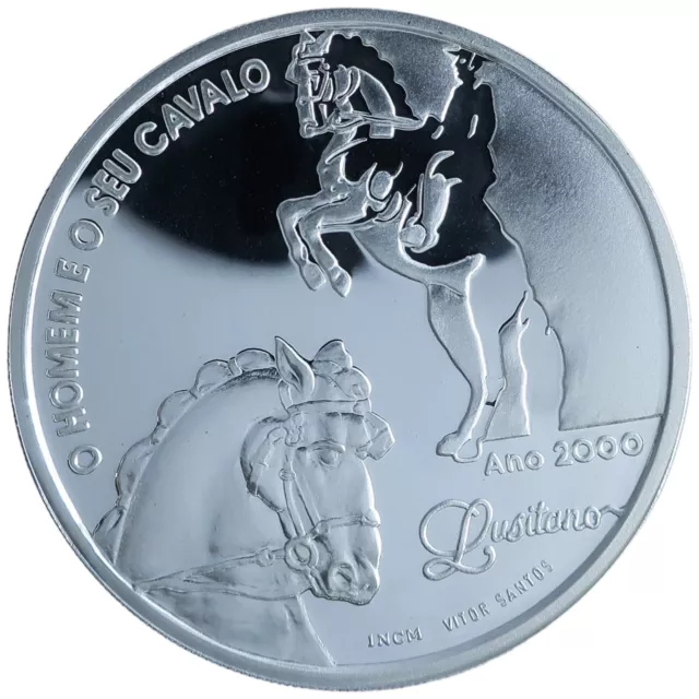 2000 Portugal 925 % A Prueba Plata 1000 Escudos Caballo Iberoamericano Raro Z276