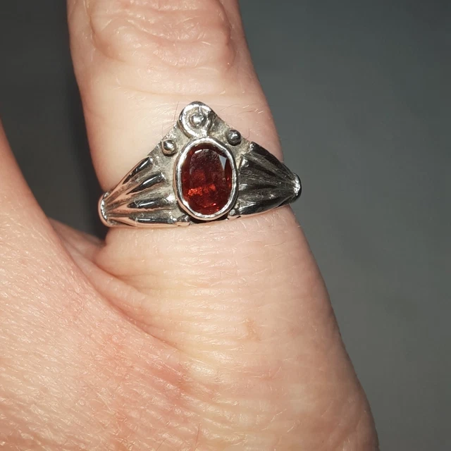 Bague Ancienne En Argent Massif 925 Avec Malachite - Taille 56 - Style Vintage - Neuf De Stock