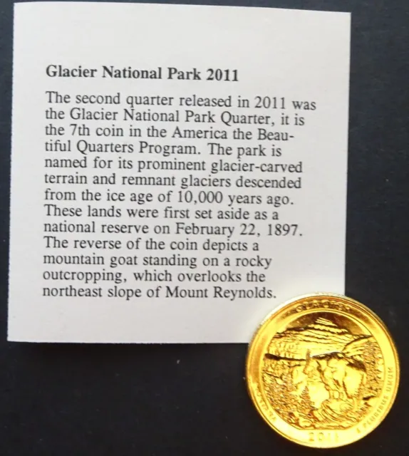 USA Glacier National Park vergoldeter Vierteldollar mit COA