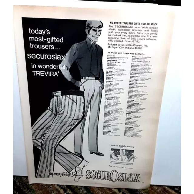 Vintage 1971 SecurOSlax Trousers Pants Ad Original epherma