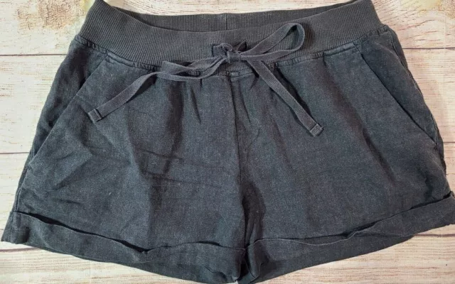 Lucky Brand Women's Linen Blend Shorts Size XS Steel Gray Black Pockets