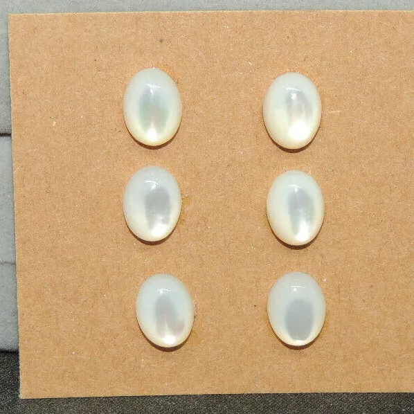 Mother of Pearl 8x6mm set of 6 cabochons with 3.5-4mm dome (2384)