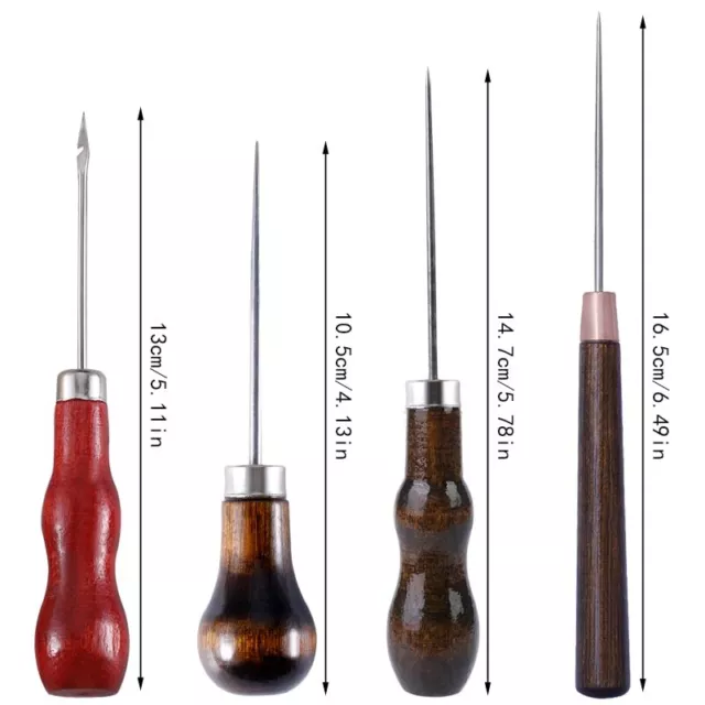 Leather Sewing Awl Wood Handle Drillable Awl Punching Hole Maker Stitching Tools