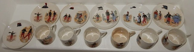 Rare Ensemble Six Tasses + Soucoupes  Sarreguemines Digoin  Décor  Militaire