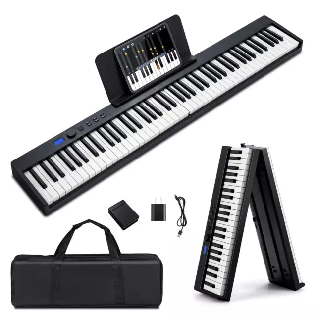 88-Key Foldable Full-Size Semi-Weighted Digital Piano Keyboard with MIDI