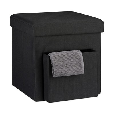 Scatola Contenitore Pouf Sgabello Salvaspazio Tessuto Effetto Canapa cm 76x38x38 Beige 